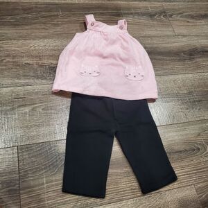 Girls Matching Set Size 6M Pink and Black Matching Set 2 Pieces